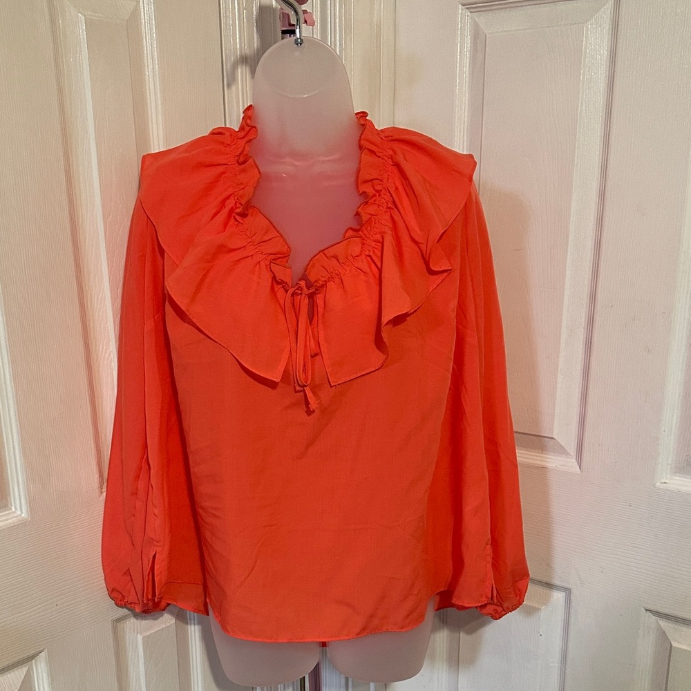 Women's Ruffled Peach Blouse
